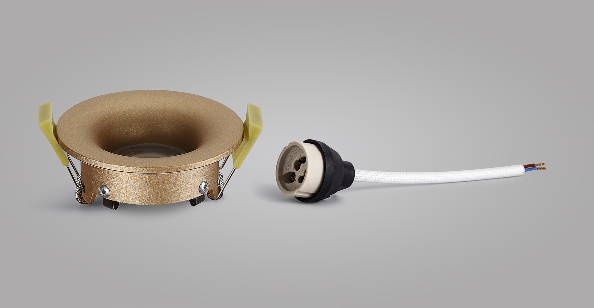 Bruve GU10 Recessed Round Champagne Gold IP65 Downlighter, Cut-Out 68mm DX200405  Dlux Bruve IP65